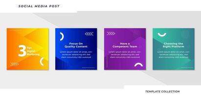 tips social media handledning, tips, posta baner layout mall färgrik bakgrund design element. proffs vektor