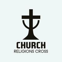 Kirche Kreuz Logo. einfach Religion Vektor Design. isoliert mit Sanft Hintergrund.