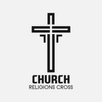 Kirche Kreuz Logo. einfach Religion Vektor Design. isoliert mit Sanft Hintergrund.