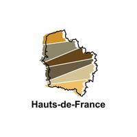 Karta stad av hauts de Frankrike, vektor isolerat illustration av förenklad administrativ Karta av Frankrike. gränser och namn av de regioner. lämplig för din företag