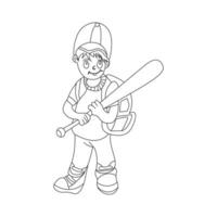 Hand gezeichnet süß Junge mit Baseball Stock Karikatur Illustration vektor