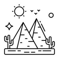 ein einzigartig Design Symbol von Berge mit Sonne präsentieren Hügel Wetter vektor