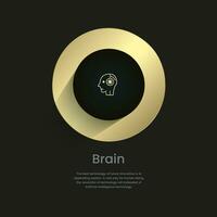 Gehirn Symbol, Luxus Kreise Diagramm von Arbeit Fluss, Optionen Infografik Elemente Design, Vektor Illustration. golden und Prämie Konzepte Vektor Vorlage