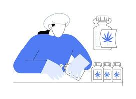 medicinsk marijuana förpackning och märkning abstrakt begrepp vektor illustration.