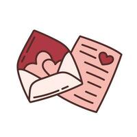 kärlek brev för en älskade ett. söt klotter ikon för hjärtans dag vektor