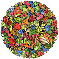 Beere Früchte Karikatur Vektor Kritzeleien Illustration