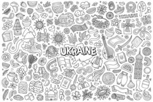 Gekritzel Karikatur einstellen von Ukraine Objekte und Symbole vektor