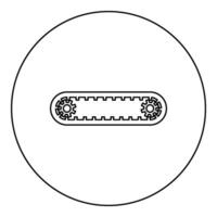 rem för motor tandad bälte för kugghjul cambelt tidpunkt gas distribution mekanism ikon i cirkel runda svart Färg vektor illustration bild översikt kontur linje tunn stil