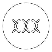 kedja staket vriden tråd ikon i cirkel runda svart Färg vektor illustration bild översikt kontur linje tunn stil