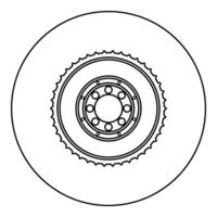 bil koppling svänghjulet sammanhållning överföring bil del tallrik utrustning reparera service ikon i cirkel runda svart Färg vektor illustration bild översikt kontur linje tunn stil