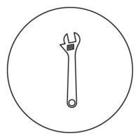 Affe Schlüssel einstellbar Schlüssel Scheidung Schlüssel Symbol im Kreis runden schwarz Farbe Vektor Illustration Bild Gliederung Kontur Linie dünn Stil