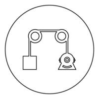 Schwere Motor Symbol im Kreis runden schwarz Farbe Vektor Illustration Bild Gliederung Kontur Linie dünn Stil