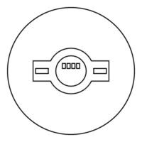 Wasser Meter Messung sanitär Ausrüstung Symbol im Kreis runden schwarz Farbe Vektor Illustration Bild Gliederung Kontur Linie dünn Stil