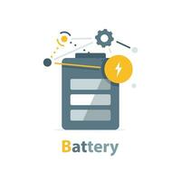 Batterie Energie, Batterie aufladen eben, flach Design Symbol Vektor Illustration