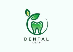 Dental Blatt Logo Design Vektor Vorlage. natürlich Dental Vektor Logo