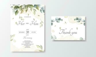 Hochzeit Einladung Karte mit Eukalyptus Blätter Vorlage vektor