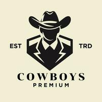 Cowboy Kopf Vorderseite Gesicht Logo Symbol Design vektor