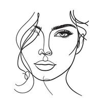 skön kvinnor ansikte linje illustration vektor