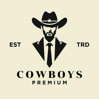 cowboy huvud främre ansikte logotyp ikon design vektor