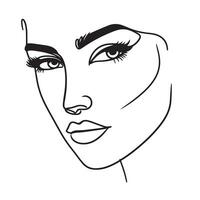 skön kvinnor ansikte linje illustration vektor