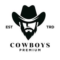 cowboy huvud främre ansikte logotyp ikon design vektor