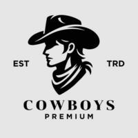 cowboy huvud sida ansikte logotyp ikon design vektor