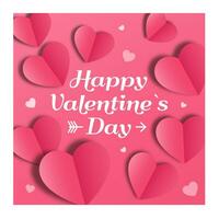 glücklich Valentinstag Tag Karte mit Papier Herzen. Vektor modern Illustration
