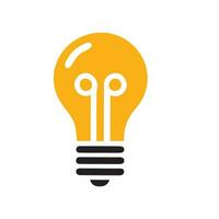 die Glühbirne Symbol auf Licht Hintergrund. Idee Symbol. elektrisch Lampe, Licht, Innovation, Lösung, kreativ Denken, Elektrizität. Umriss, eben und farbig Stil. eben Design. vektor