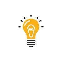 glödlampa ikon på ljus bakgrund. aning symbol. elektrisk lampa, ljus, innovation, lösning, kreativ tänkande, elektricitet. översikt, platt och färgad stil. platt design. vektor