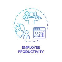 2d lutning anställd produktivitet ikon, kreativ isolerat vektor, tunn linje blå illustration representerar kognitiv datoranvändning. vektor