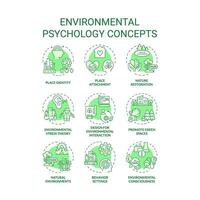 samling av 2d redigerbar grön tunn linje ikoner representerar miljö- psykologi, isolerat enfärgad vektor, linjär illustration. vektor