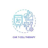 2d lutning bil t-cell terapi ikon, enkel isolerat vektor, tunn linje blå illustration representerar cell terapi. vektor