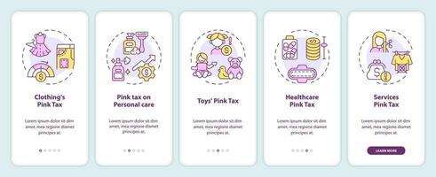 2d ikoner representerar rosa beskatta mobil app skärm uppsättning. genomgång 5 steg Flerfärgad grafisk instruktioner med tunn linje ikoner begrepp, ui, ux, gui mall. vektor