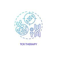 2d lutning tcr terapi ikon, enkel isolerat vektor, tunn linje blå illustration representerar cell terapi. vektor