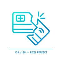 2d Pixel perfekt Gradient Anerkennung knirschen Symbol, isoliert Vektor, dünn Linie Blau Illustration Darstellen wirtschaftlich Krise. vektor