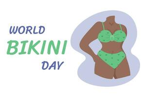 Welt Bikini Tag. Vektor Illustration von ein Frau im Bikini.