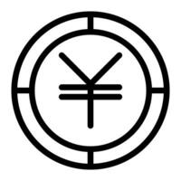 yen mynt ikon. översikt yen mynt vektor ikon för webb design isolerat på vit bakgrund
