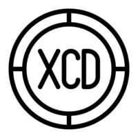 xcd Karibik Münze Symbol. Gliederung xcd Münze Vektor Symbol zum Netz Design isoliert auf Weiß Hintergrund