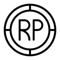 Rupiah Münze Symbol. Gliederung Rupiah Münze Vektor Symbol zum Netz Design isoliert auf Weiß Hintergrund