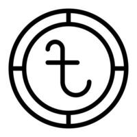 taka Münze Symbol. Gliederung taka Münze Vektor Symbol zum Netz Design isoliert auf Weiß Hintergrund