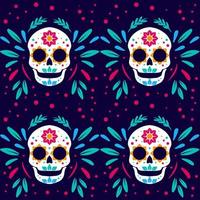 handritad dia de muertos mönster med skalle vektor