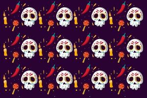 dia de muertos handritat mönster vektor