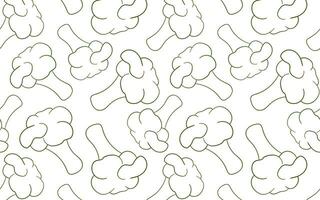 broccoli sömlös mönster i linje konst stil. hand dragen design för meny, paket, mat Lagra. vektor illustration på en vit bakgrund.