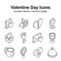 hugg detta kreativt designad valentines dag isometrisk vektorer uppsättning, redo till använda sig av i webbplatser och mobil appar
