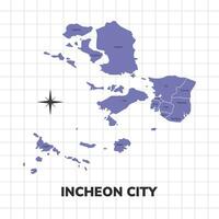 incheon stad Karta illustration. Karta av städer i söder korea vektor