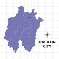 daejeon stad Karta illustration. Karta av städer i söder korea vektor