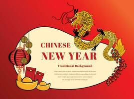 Jahr von das Drachen Banner Design, Chinesisch Mond- Neu Jahr Elemente Chinesisch Neu Jahr festlich Design vektor