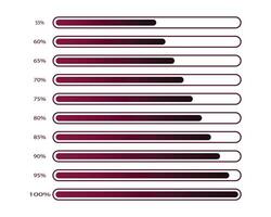 55 till 100 procentsats infographics full batteri avgift, energi nivå, framsteg, tillväxt, kraft vektor tecken symboler.