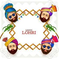 Lycklig lohri indisk punjabi skörda festival kort design vektor