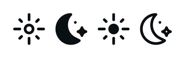 dagtid Sol och nattetid måne ikoner uppsättning - dag och natt symboler vektor